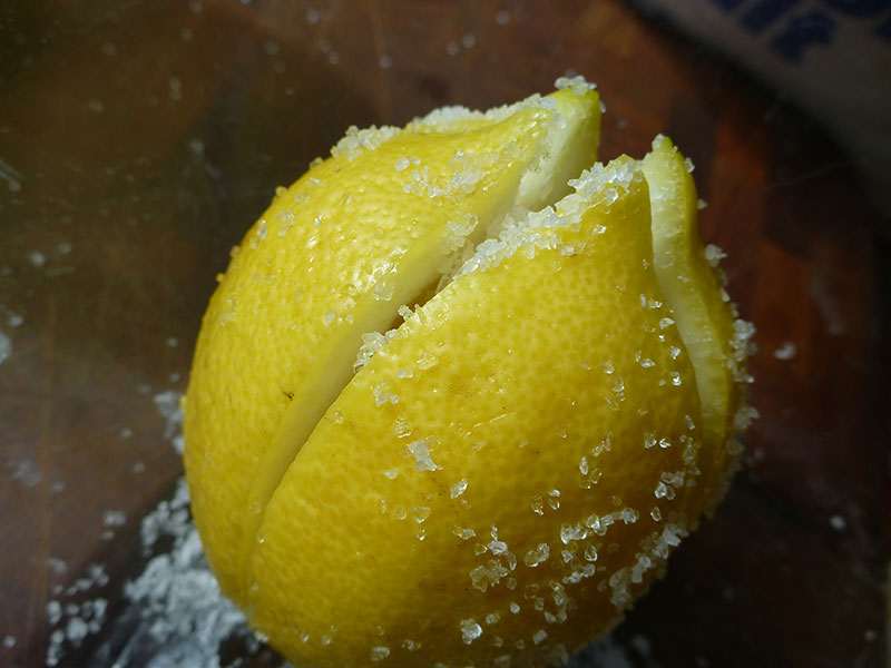 preserved lemon cut and salted