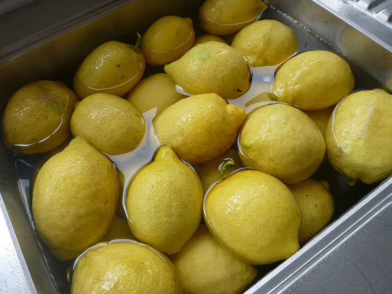 soaking lemons in basin