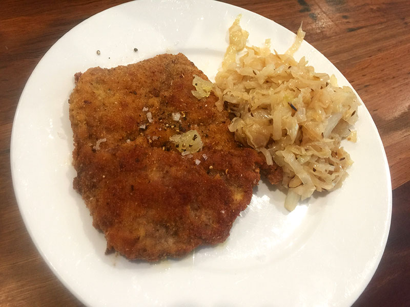 Finished venison schnitzel dish